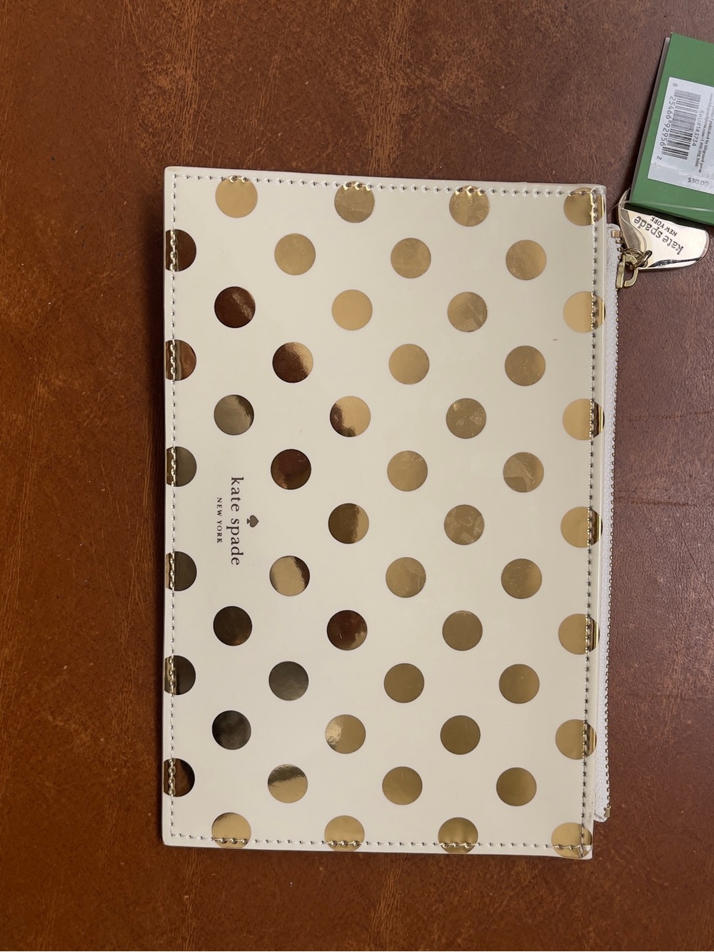 NWT Kate Spade New York Gold Polka Dot Pencil Pouch Case Set w/ Accessories